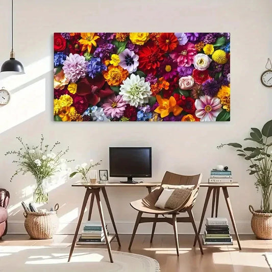 Vibrant Botanical Elegant Deco Wall Art Canvas Office Home Room Framed 120x60cm