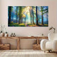 Sunlight Through Forest wall canvas office home room framed 120x60cm