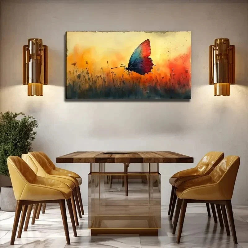Vibrant Butterfly Suitable Wall Art Canvas Office Home Room Framed 120x60cm