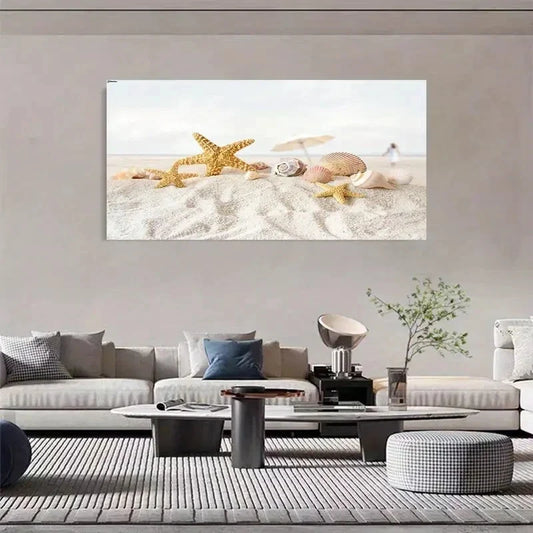 Starfish & Shells Marine Life Wall Art Canvas Office Home Room Framed 120x60cm
