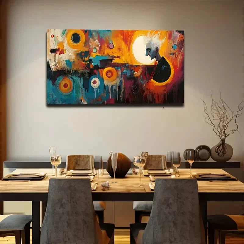 Round Patterns Irregular Color Wall Art Canvas Office Home Room Framed 120x60cm