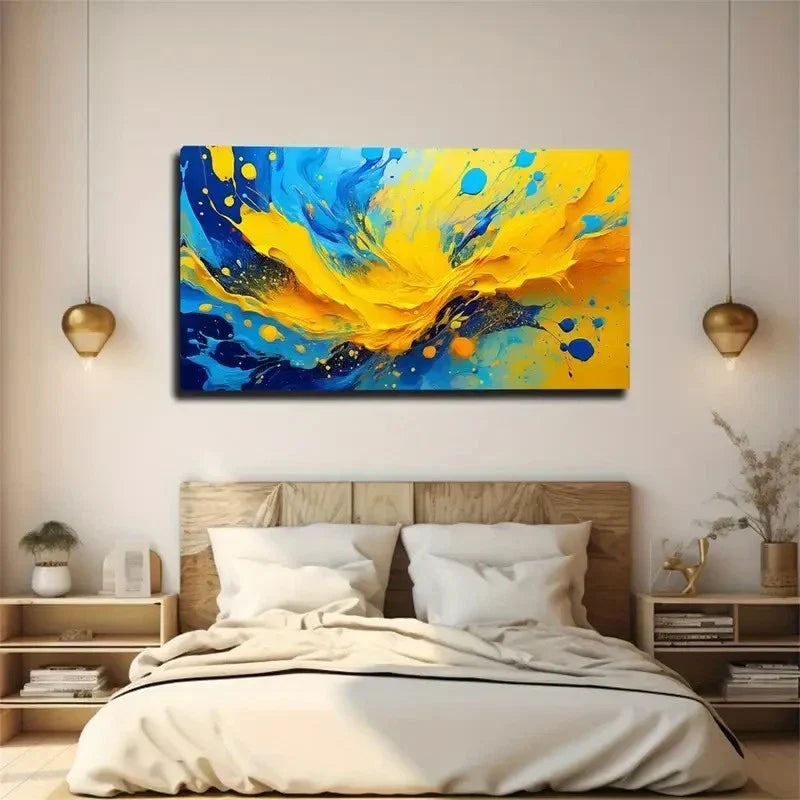 Abstract Simple Color Collision Wall Art Canvas Office Home Room Framed 120x60cm