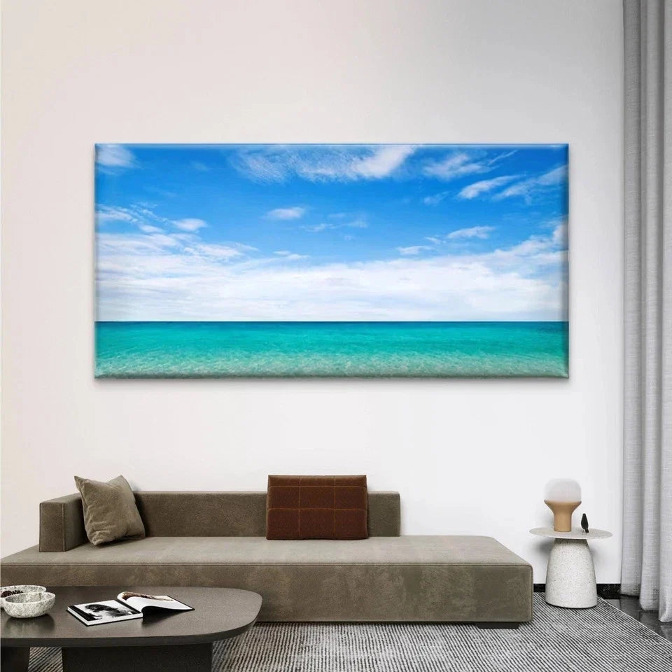 Tropical Beach View Wall Art Canvas Office Home Room Framed 120x60cm
