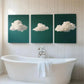 3pcs Dreamy White Clouds on Deep Green Perfect Wall Art Set Canvas Framed 40x60cm - High Quality Print 100% Australian Made Wall Canvas Ready to Hang