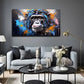 Large Silent Color Gorilla Wall Art Canvas Office Home Room Framed 80x45cm