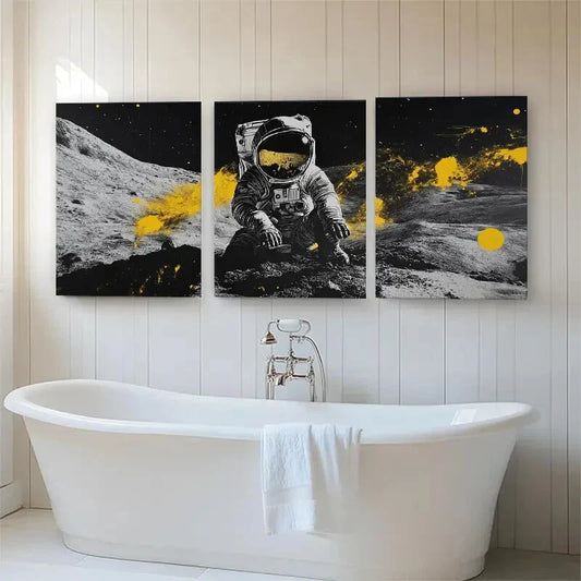 3pcs Space Exploration Astronaut Décor Perfect Wall Art Set Canvas Framed 40x60cm - High Quality Print 100% Australian Made Wall Canvas Ready to Hang