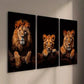 3pcs Lion & Cub Portrait on Dark Background Wall Art Set Canvas Framed 40x60cm - High Quality Print 100% Australian Made Wall Canvas Ready to Hang