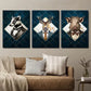 3pcs Badger Deer and Pig in Suits Wall Art Set Canvas Framed 40x60cm - High Quality Print 100% Australian Made Wall Canvas Ready to Hang