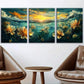 3pcs Fashion Sea Flower Art Sunset White Flowers Wall Art Set Canvas Framed 40x60cm - High Quality Print 100% Australian Made Wall Canvas Ready to Hang