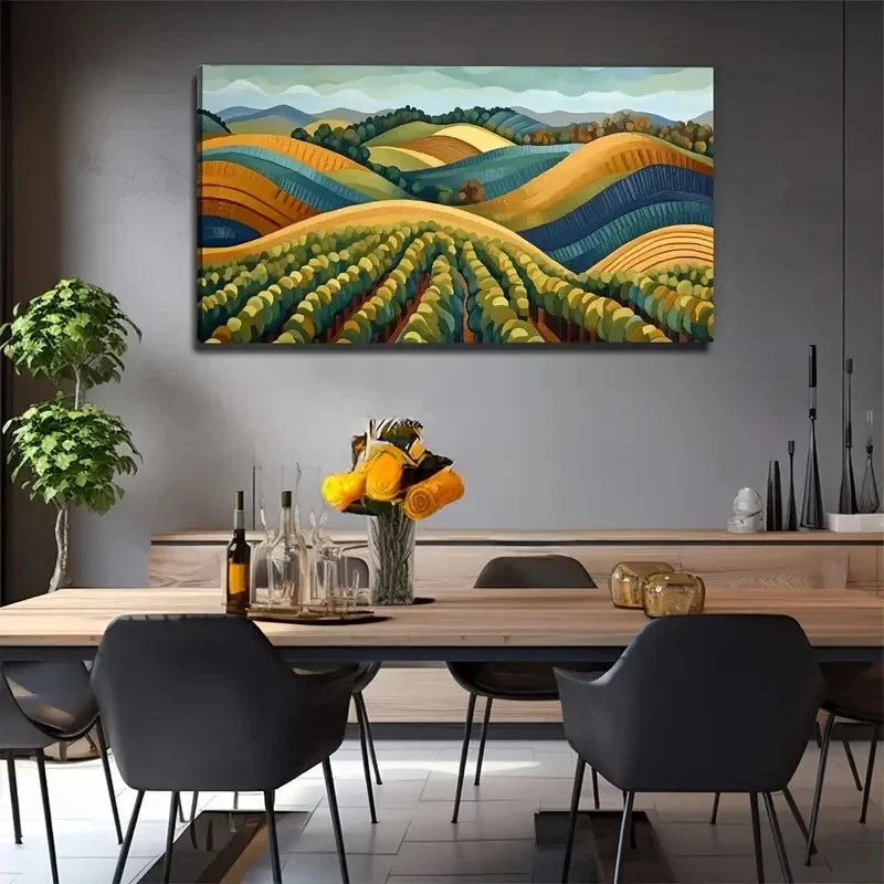 Abstract Vineyard Nature Wall Art Canvas Office Home Room Framed 120x60cm