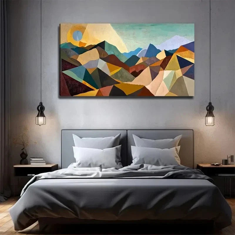 Mountains Sunset Suitable Wall Art Canvas Office Home Room Framed 80x45cm