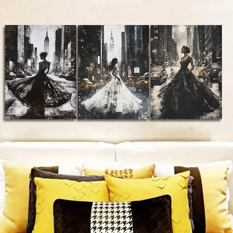 3pcs A model Luxurious Art Painting Metal Print Ready to Hang Art
