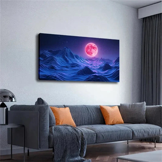 Fantasy Alien Landscape Moonlit Wall Art Canvas Office Home Room Framed 120x60cm