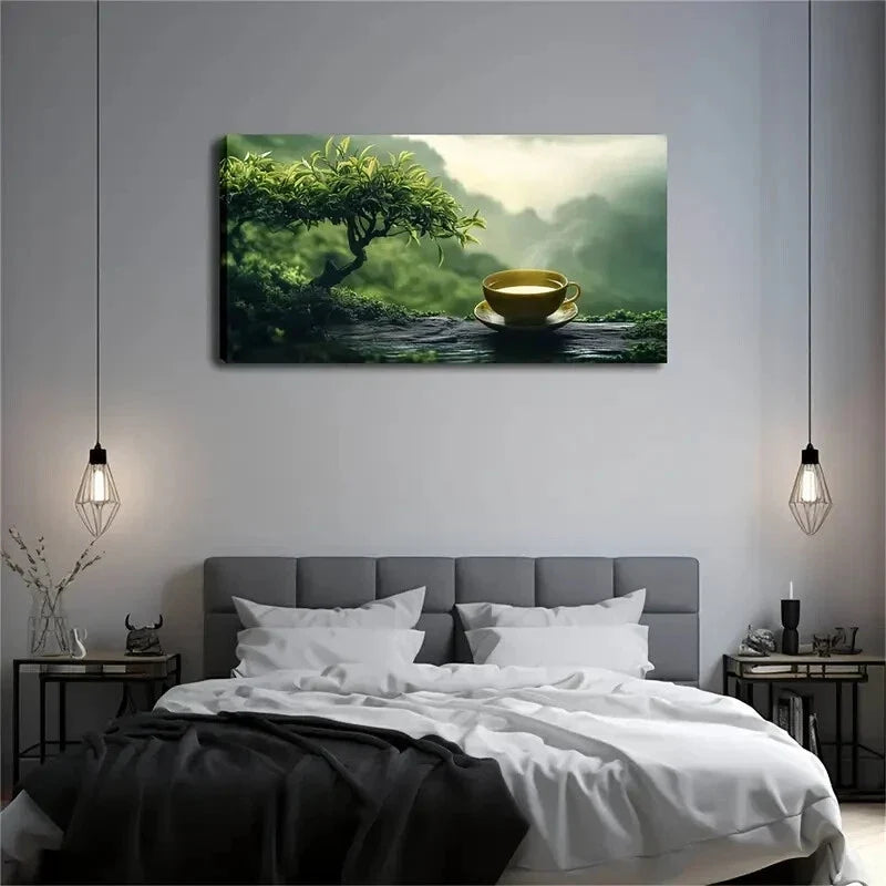 Small Leafy Green Plant Wall Art Canvas Office Home Room Framed 120x60cm