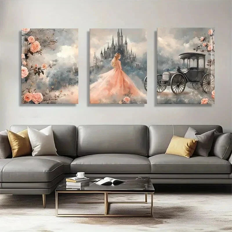 3pcs Vintage Carriage Design Elegant Perfect Wall Art Set Canvas Framed 40x60cm - High Quality Print 100% Australian Made Wall Canvas Ready to Hang
