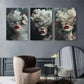 3pcs Red Lips Floral Face Smoke Abstract Metal Print Ready to Hang Art