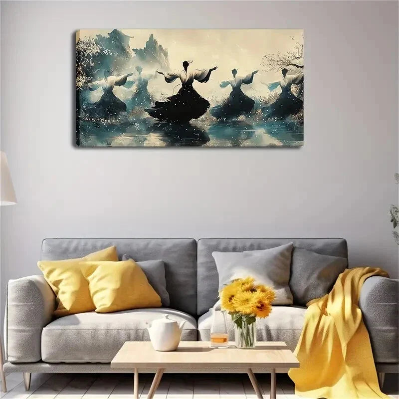 Ancient Buildings Dancing Wall Art Canvas Office Home Room Framed 80x45cm