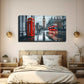 Vibrant Red Street Scene Wall Art Canvas Office Home Room Framed 80x45cm