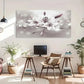 Geometric White Floral Style Wall Art Canvas Office Home Room Framed 120x60cm