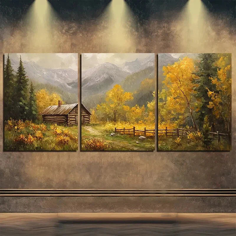 3pcs Golden Trees & Rolling Hills Nature Perfect Wall Art Set Canvas Framed 40x60cm - High Quality Print 100% Australian Made Wall Canvas Ready to Hang