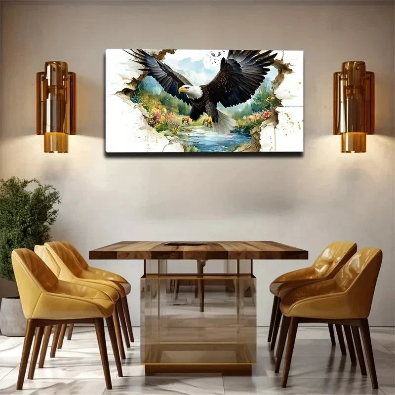 Realistic Eagle Flight Wings Wall Art Canvas Office Home Room Framed 120x60cm