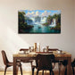 Serene Waterfall River Boat Wall Art Canvas Office Home Room Framed 120x60cm