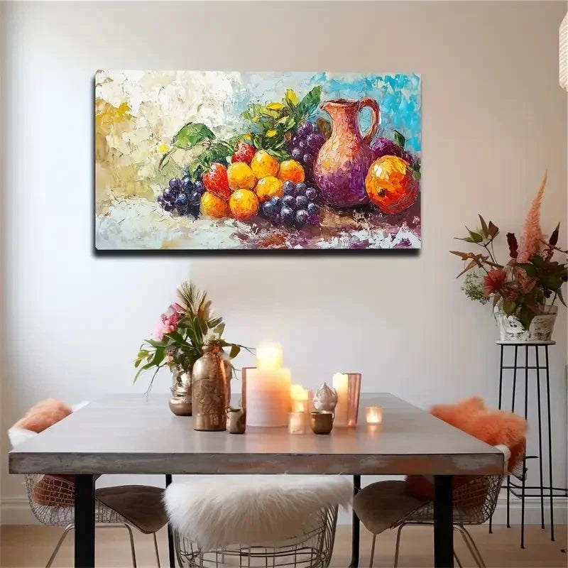 Vibrant Fruit Grapes Still Life Wall Art Canvas Office Home Room Framed 120x60cm