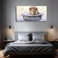 Whimsical Lion Cub in Bathtub Wall Art Canvas Office Home Room Framed 120x60cm