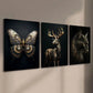3pcs Animal Butterfly Cat Gold Black Modern Deer Wall Art Set Canvas Framed 40x60cm - High Quality Print 100% Australian Made Wall Canvas Ready to Hang