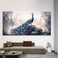 Elegant Blue Peacock Wall Art Canvas Office Home Room Framed 80x45cm