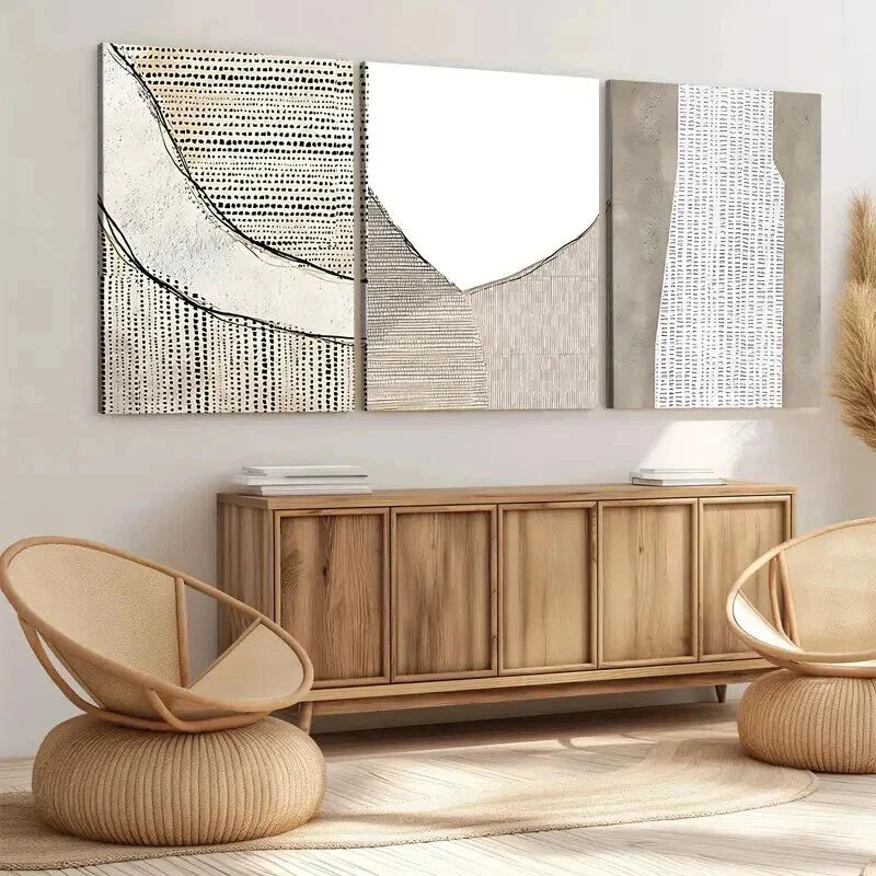 3pcs Abstract Style Teal and White Wavy Gray Wall Art Set Canvas Framed 40x60cm - High Quality Print 100% Australian Made Wall Canvas Ready to Hang