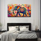 Walking Elephant Colorful Wall Art Canvas Office Home Room Framed 80x45cm