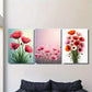 3pcs Vibrant Pink & Orange Poppy Designs Metal Print Ready to Hang Art