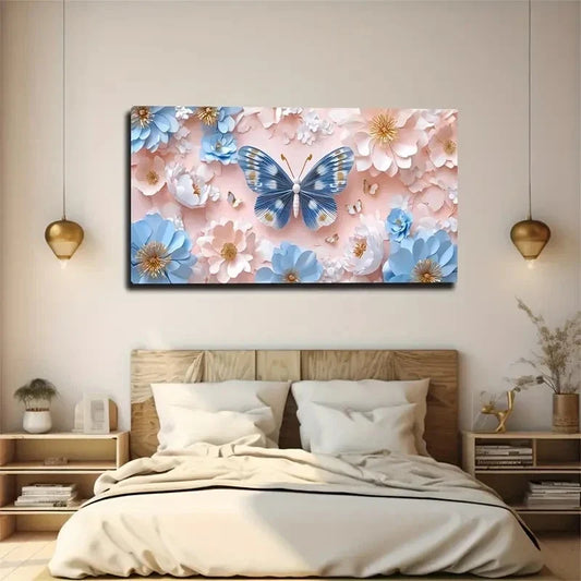 Painting With Floral Patterns Wall Art Canvas Office Home Room Framed 80x45cm