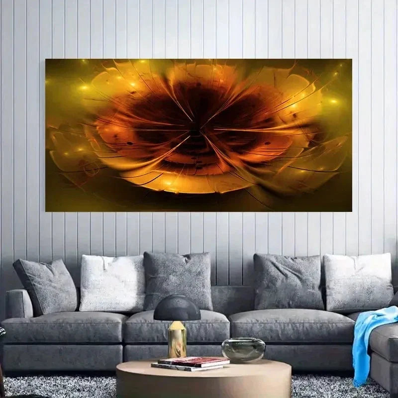 Design With Vibrant Golden Hues Wall Art Canvas Office Home Room Framed 120x60cm