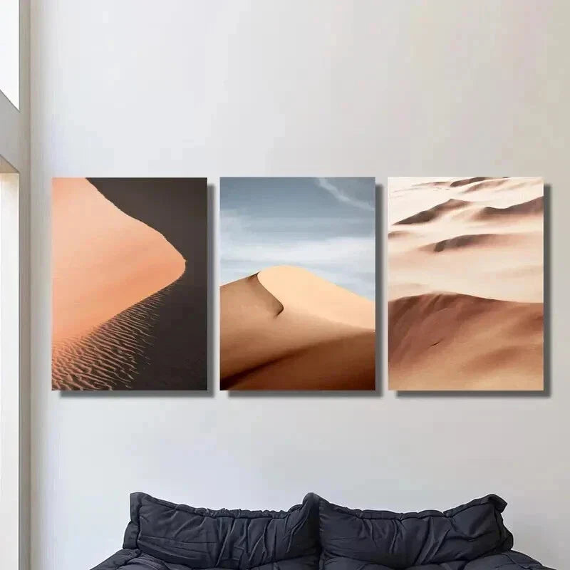 3pcs Namibia Sand Dunes Desert Landscape Wall Art Set Canvas Framed 40x60cm - High Quality Print 100% Australian Made Wall Canvas Ready to Hang