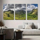 3pcs Majestic Mountain Landscape Serene Green Metal Print Ready to Hang Art