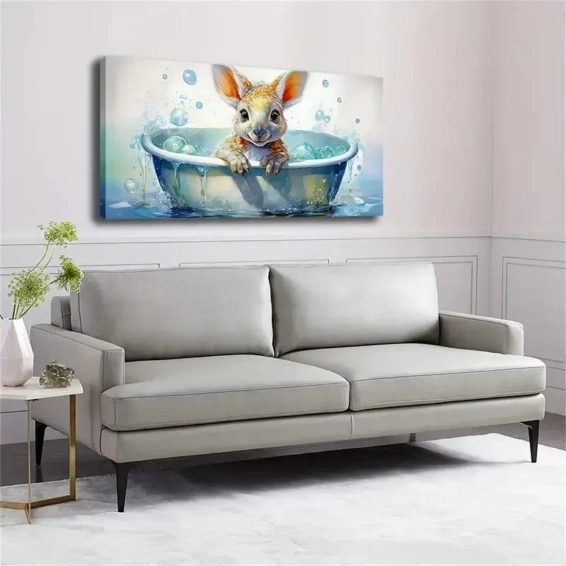 Adorable Wallaby Bubble Bath Wall Art Canvas Office Home Room Framed 120x60cm