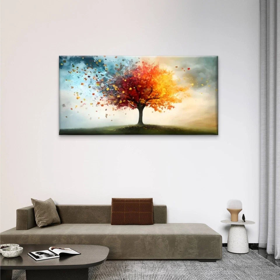 Colorful Tree Abstract Perfect Wall Art Canvas Office Home Room Framed 120x60cm