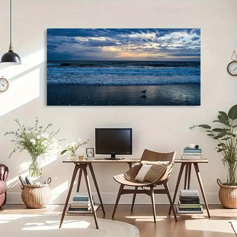 Sunrise Ocean Modern Decor Wall Art Canvas Office Home Room Framed 120x60cm