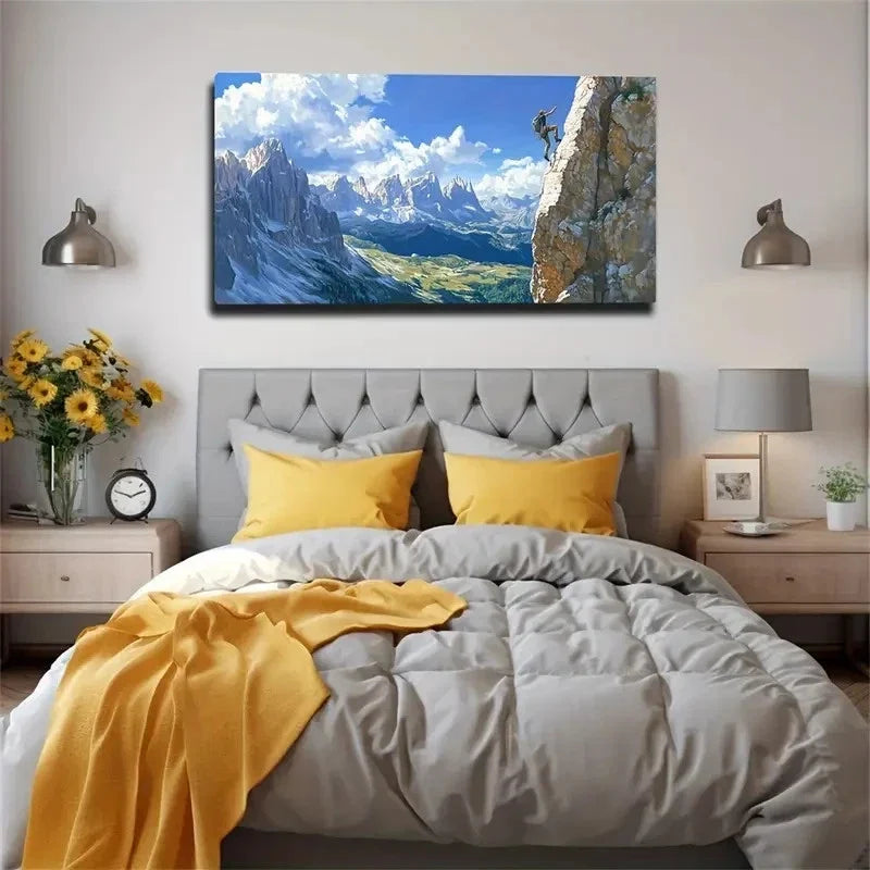 Cliff Climbing Aesthetic Wall Art Canvas Office Home Room Framed 120x60cm
