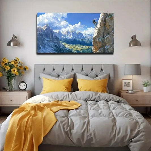 Cliff Climbing Aesthetic Wall Art Canvas Office Home Room Framed 120x60cm