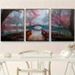3pcs Small Bridge Rose Flowers Grasses Metal Print Ready to Hang Art