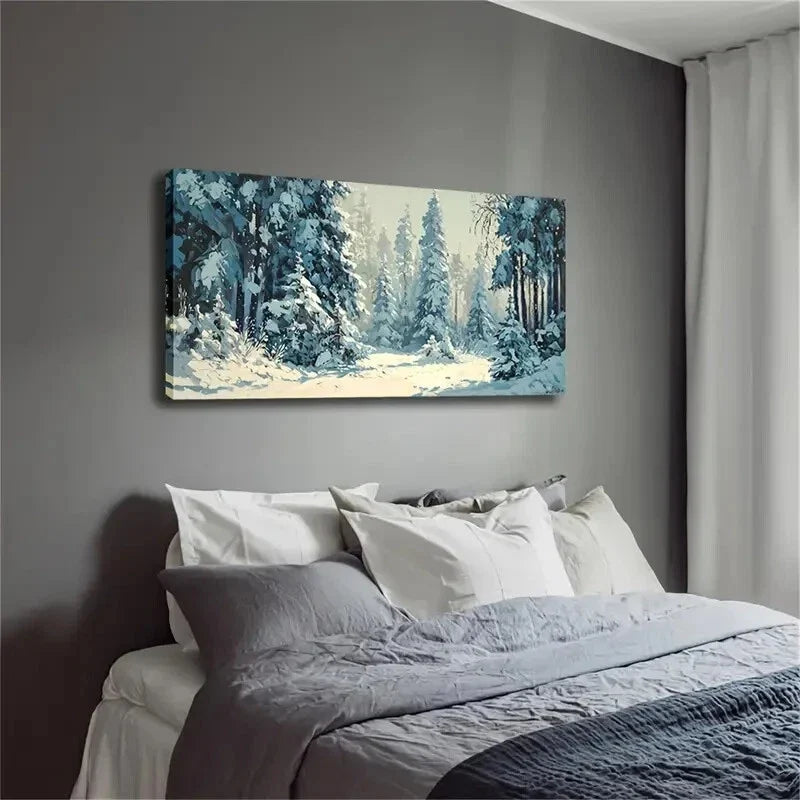Snow-Covered Forest Showcases Wall Art Canvas Office Home Room Framed 120x60cm