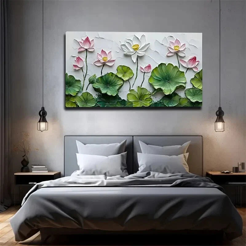 Minimalist for Lotus Flower Wall Art Canvas Office Home Room Framed 120x60cm