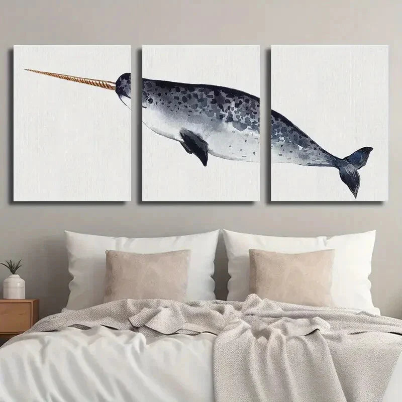 3pcs Marine Animal Decoration Wall Art Set Canvas Framed 40x60cm - High Quality Print 100% Australian Made Wall Canvas Ready to Hang
