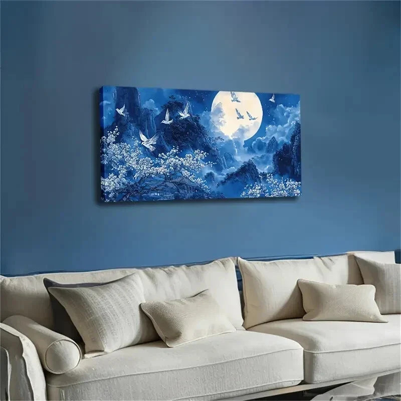 Flying White Doves Valley Wall Art Canvas Office Home Room Framed 120x60cm