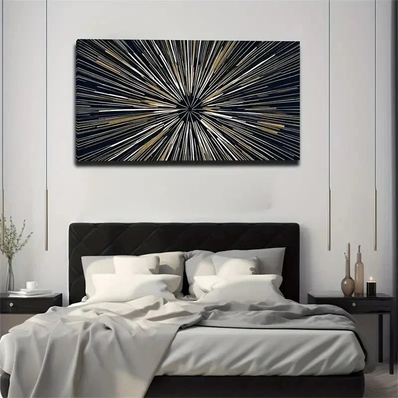 Abstract Interwoven Line Design Wall Art Canvas Office Home Room Framed 120x60cm