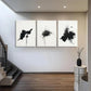 3pcs Black Ink Abstract Splatter Modern Perfect Wall Art Set Canvas Framed 40x60cm - High Quality Print 100% Australian Made Wall Canvas Ready to Hang