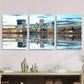 3pcs Urban Skyline Reflection Painting Metal Print Ready to Hang Art